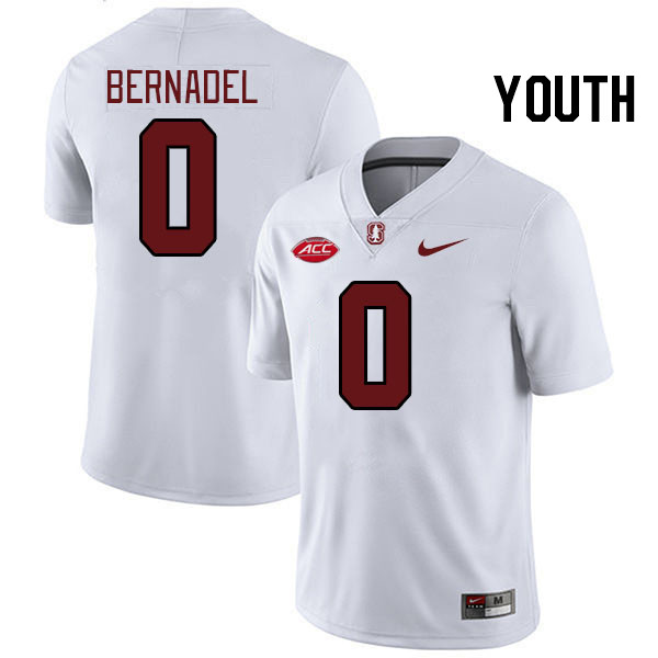 Youth #0 Gaethan Bernadel Stanford Cardinal 2024 ACC Conference College Football Jerseys Stitched-Wh